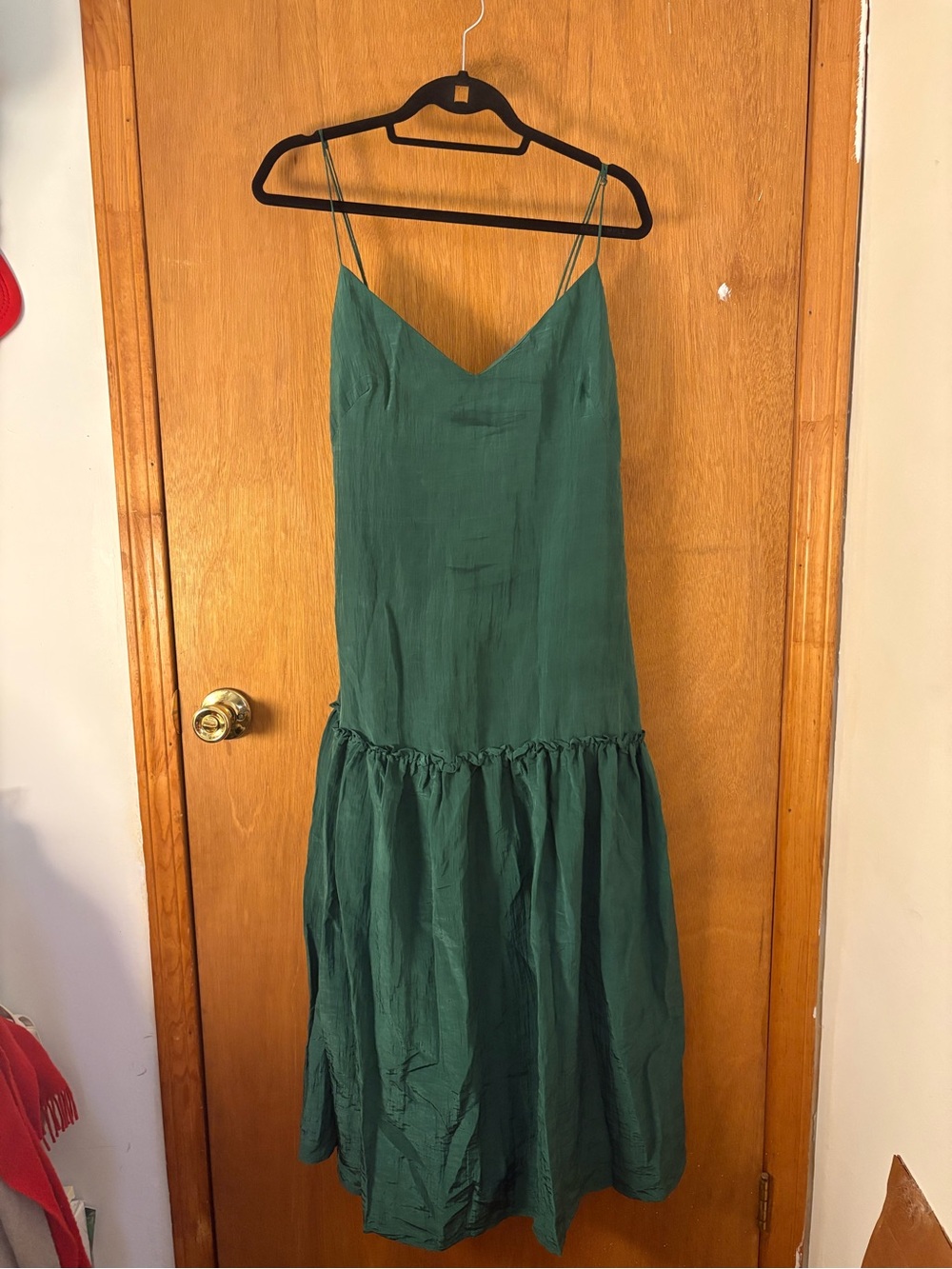 NWT FARM Rio Emerald Green Pleated Slip Maxi Dress - Picture 3 of 7